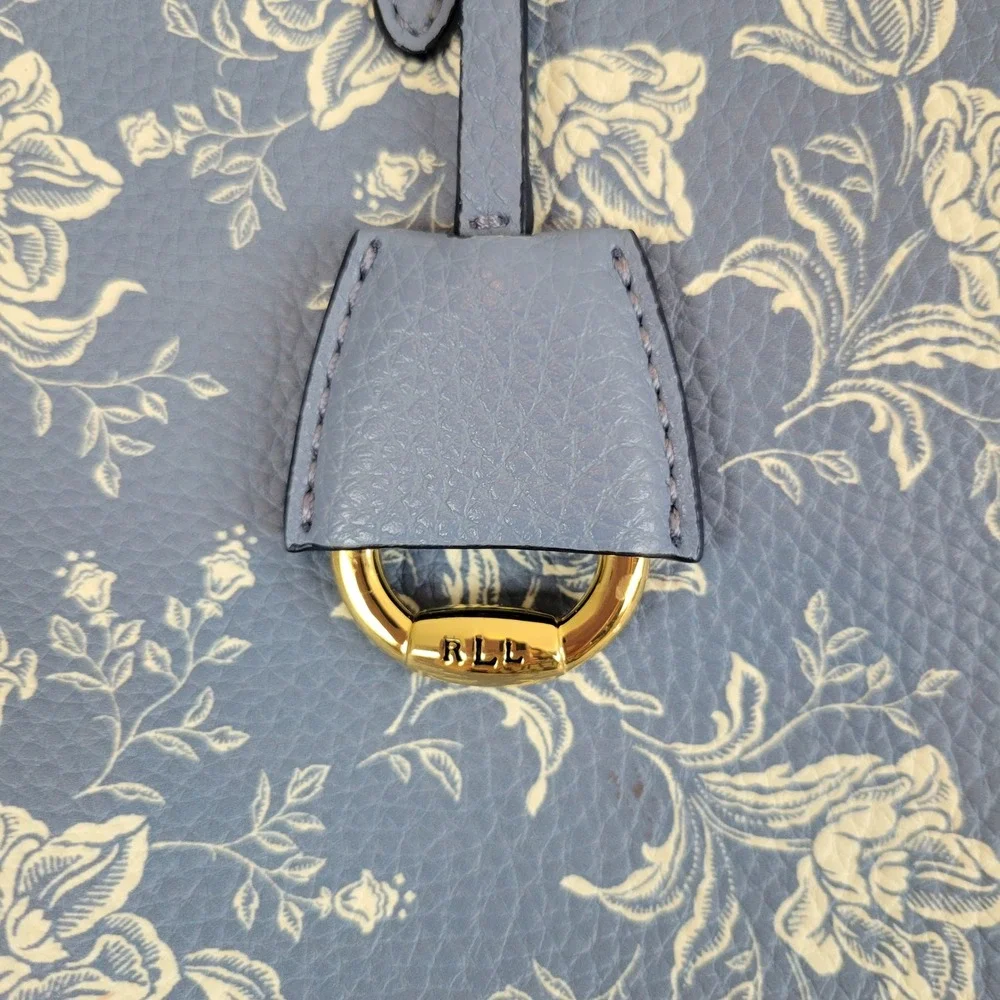 Lauren Ralph Lauren Floral Oxford‎ Medium Keaton Tote Bag Blue White